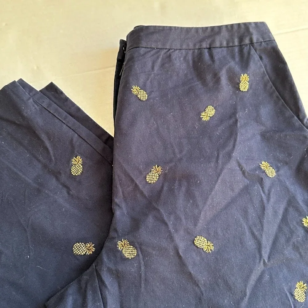 EP Pro Golf Pants, Navy with Gold Pineapples, 10